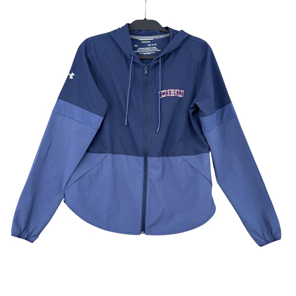 Under Armour‎ UA Squad Warm-Up Jacket Womens Medium Blue DBU Full Zip Hooded